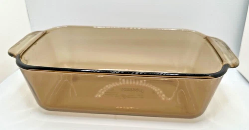 Vintage Pyrex Amber Brown Loaf Pan W/Handles  213-R Baking Dish 1.5 Qt Bread