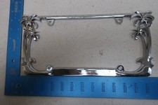 License Plate Frame Palm Tree Beach Vacation Chrome Metal Auto Tag Holder F11