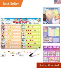 Educational Magnetic Chore Chart for 2 Children with Dry Erase Functionality