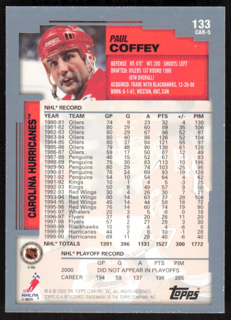 2000-01 Topps #133 Paul Coffey Boston Bruins | eBay