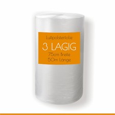 Luftpolsterfolie 3 lagig 75cm x 50m 3-lagig Noppenfolie Verpackungsfolie Rolle