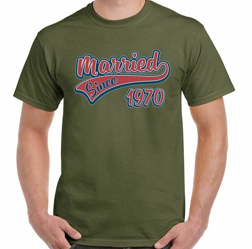 Married Dal 1970 Uomo Divertente Nozze Anniversario T-Shirt Padri Valentines Day - Picture 6 of 27