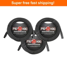 3 Pack Pig Hog PHM20 High Performance 8mm XLR Microphone Cable, 20”FT - New