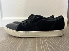 LANVIN Mens DDB1 Basket Cap Toe Leather Low Top Sneakers Blue  (MSRP $590) 12