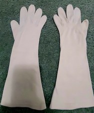 Vintage Ladies Ivory/Tan 100 Cotton 13" Gloves Made In Philippines