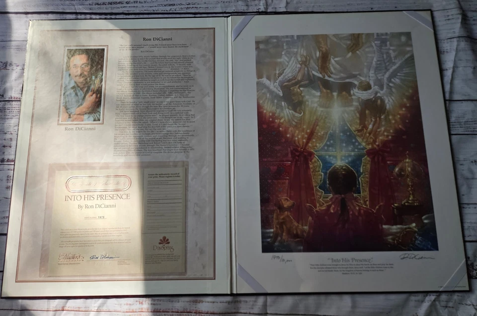 Litografía firmada por Ron DiCianni Into His Presence #1973/10000 DaySpring certificado de autenticidad Foto 4 de 4