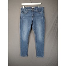 Levis 711 Skinny Jeans Blue Denim Distressed Size 31 W31 L30 Womens Mid Rise
