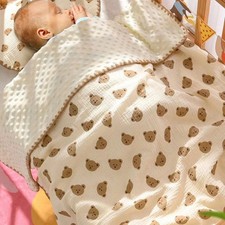 Baby Blanket  Wrap Super Soft & Warm Crib Blanket Double Dot Bed Pram For Winter