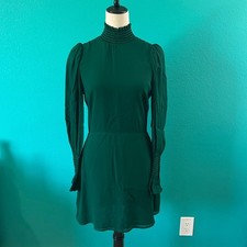 Reformation Archie Mini Emerald Mock Neck Dress Fitted Cocktail Party Size 8
