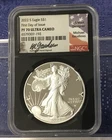 2022 S American SILVER EAGLE NGC PF70 MICHAEL GAUDIOSO SIGNED FDOI BLACK CORE