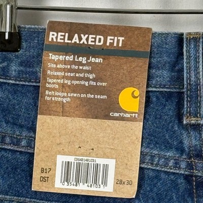 Carhartt Relaxed Fit Tapered Leg Jeans Dark Stone Wash Mens 28x30