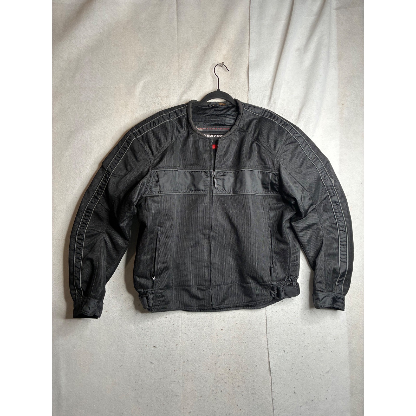 Firstgear Mens Mesh Motorcycle Riding Jacket Black Padded Armor Pocket Large