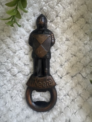 Vintage O’Keefe Beer Knight Figural Bottle Opener Cast Metal Breweriana 5.5”