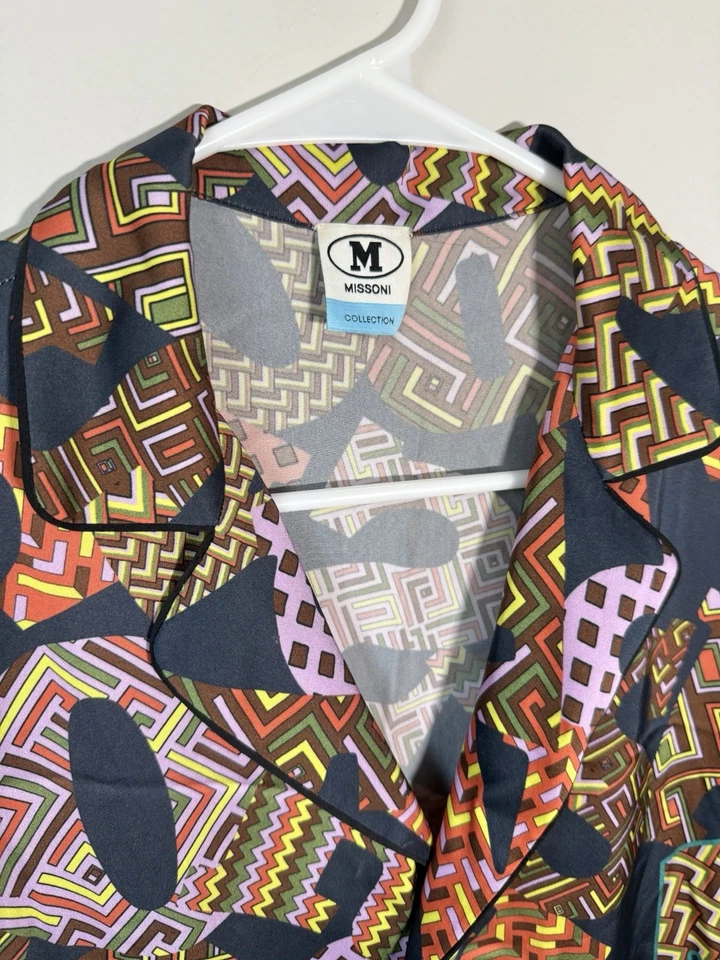 Camisa feminina Missoni pijama top botão para baixo tamanho 42 grande marca italiana de luxo - Imagem 4 de 4