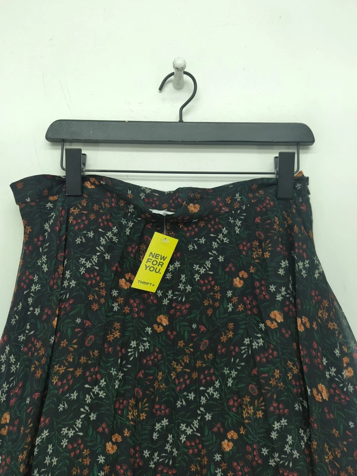 John Lewis Women's Maxi Skirt UK 16 Black Floral 100% Polyester Long Maxi - Image 3 of 4