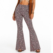NWT Fashion Nova A Bit Ditsy Floral Flare Pants Black Pink 70s Hippie Size M