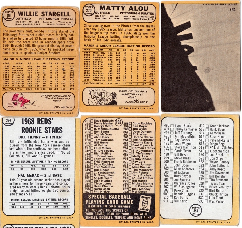 (116) Lote de béisbol 1968 Topps: Aaron, McCovey, Aparicio, Niekro, Bunning, Allen Foto 4 de 4