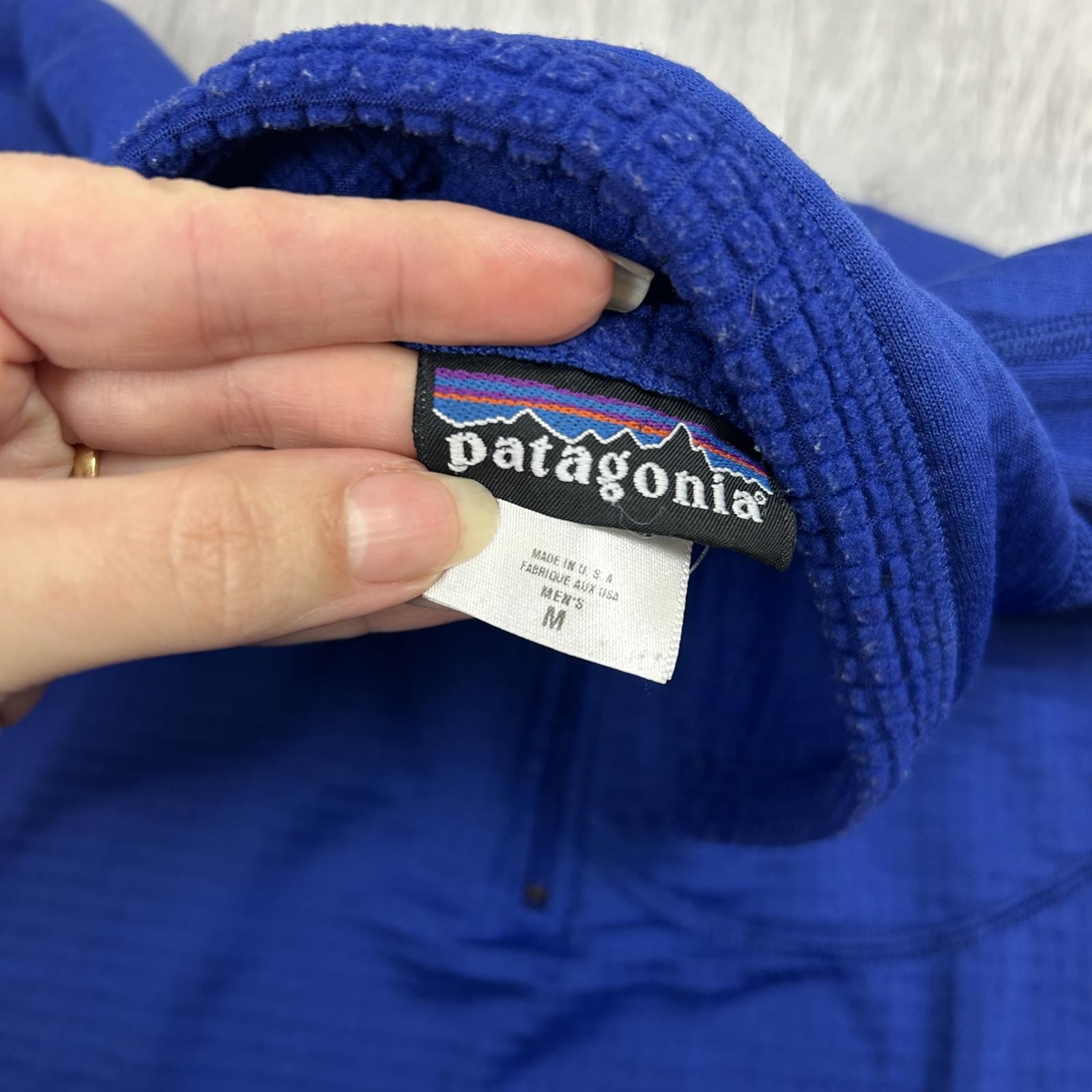 Patagonia R1 Fleece Pullover Men’s M Blue Regulator USA Made Y2K Outdoor image 2