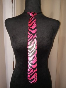 15 inch hot pink & black fashion zipper tie