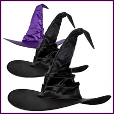 Halloween Witch Hat Black Folds Wizard Hats for Women Men Masquerade Party