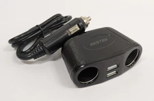BESTEK 150W 2-Socket Car Cigarette Lighter Splitter & USB Power Adapter - NEW!