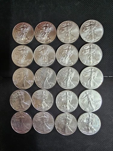 US MINT ROLL 20 TROY OZ MixDate AMERICAN SILVER EAGLES .999 FINE SILVER WARRANTY