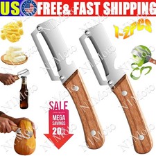 1-2Pack 2 in 1 Multi Functional Vegetable Peeler with BottleOpener and Wooden Ha