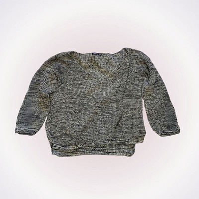 Boohoo Oversized Neutral Knit V-Neck Sweater | Sz M/L