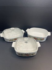 Vintage CorningWare La Marjolaine 3-Piece Casserole Set- 2 w/Lid  1 Lidless EUC