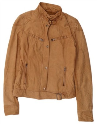AMISU Womens Suede Bomber Jacket IT 38 XS Beige Leather DI18