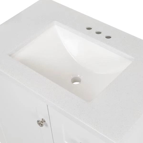 Glacier Bay 30 pulgadas W x 22 in. D x 34 Tocador de baño blanco lavabo individual con granito Foto 2 de 3