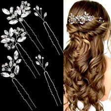 5 Pieces Bride Hair Pins Rhinestone Bridal Hair Piece for Women Crystal Hair Acc