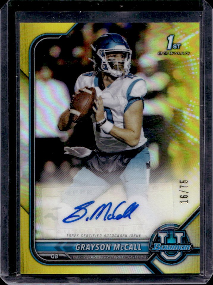 2021 Bowman University Grayson McCall Chrome Prospect Auto Refractor Yellow #/75