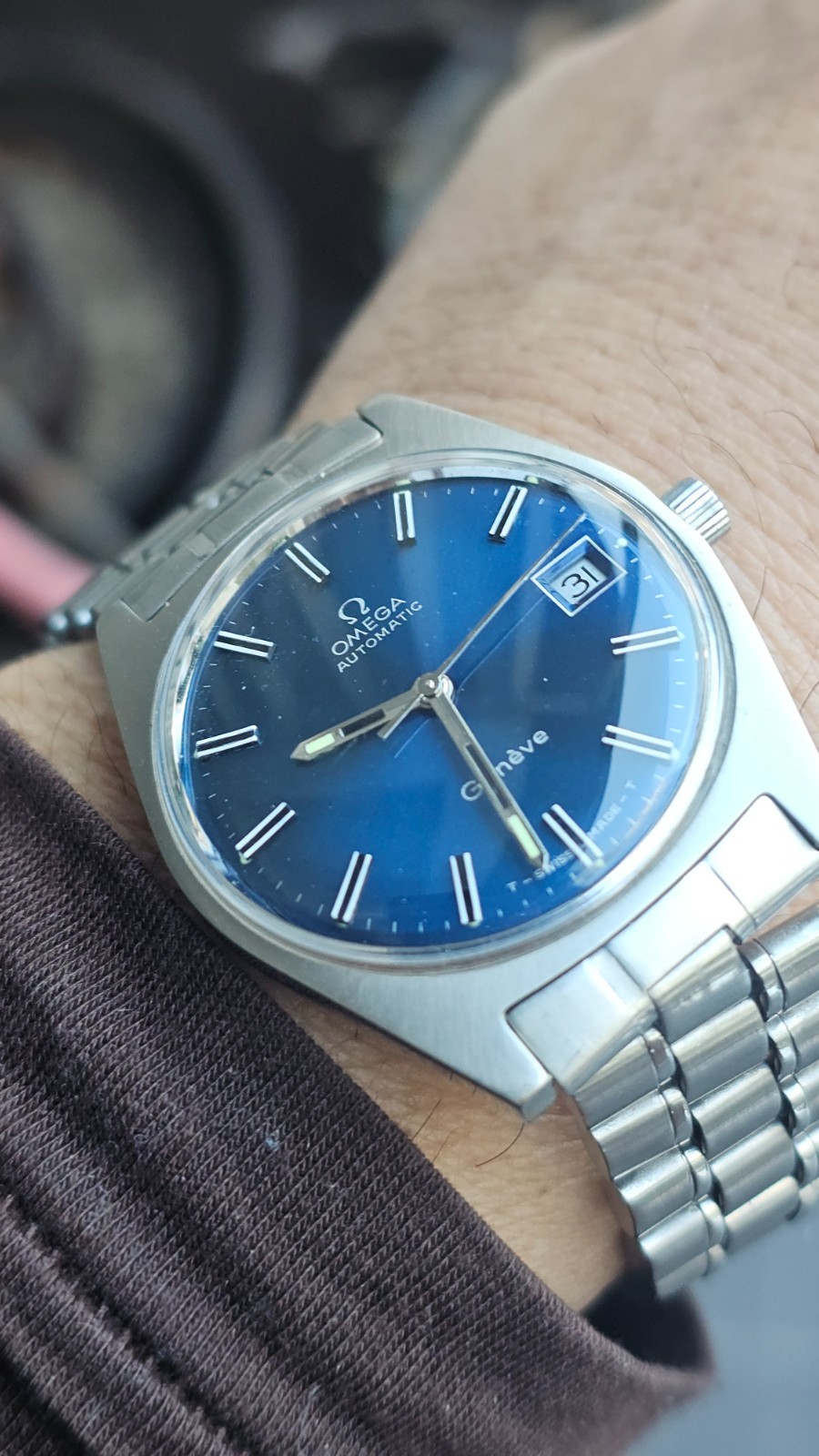 Vintage Omega Geneve Blue Dial Cal.565 Men's Automatic Watch 1971