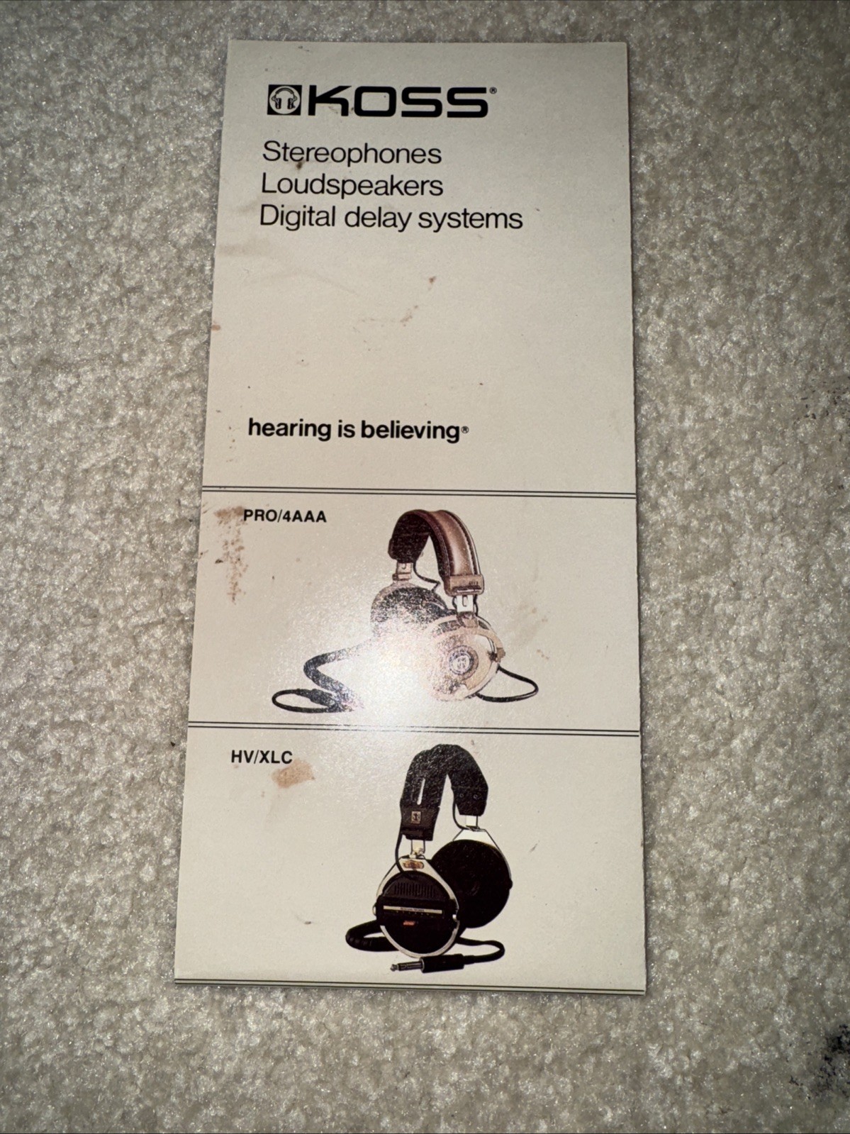 Vintage KOSS HV/X High Velocity Stereo Headphones Vintage 1979 - AS IS