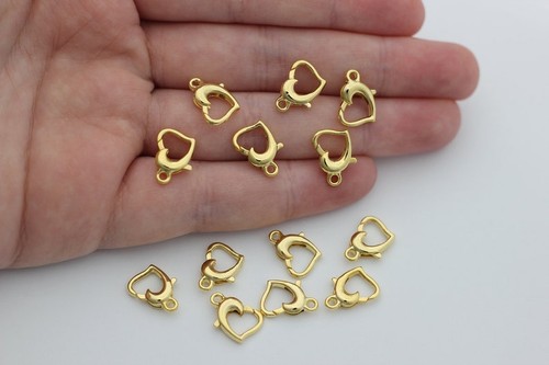 10 Pcs, 10X8mm Finish Heart Lobster Clasps - Picture 7 of 8