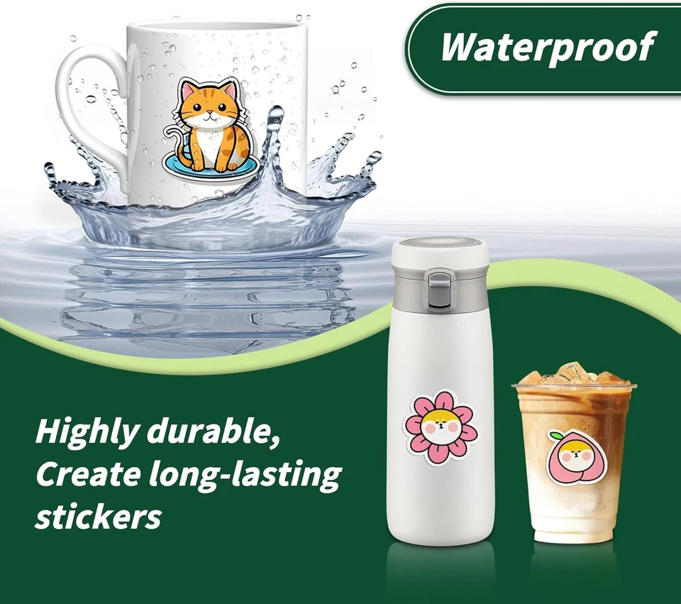 Lot 8.5"x11" Printable Vinyl Sticker Paper Glossy Waterproof for Inkjet & Laser - Image 3 of 4