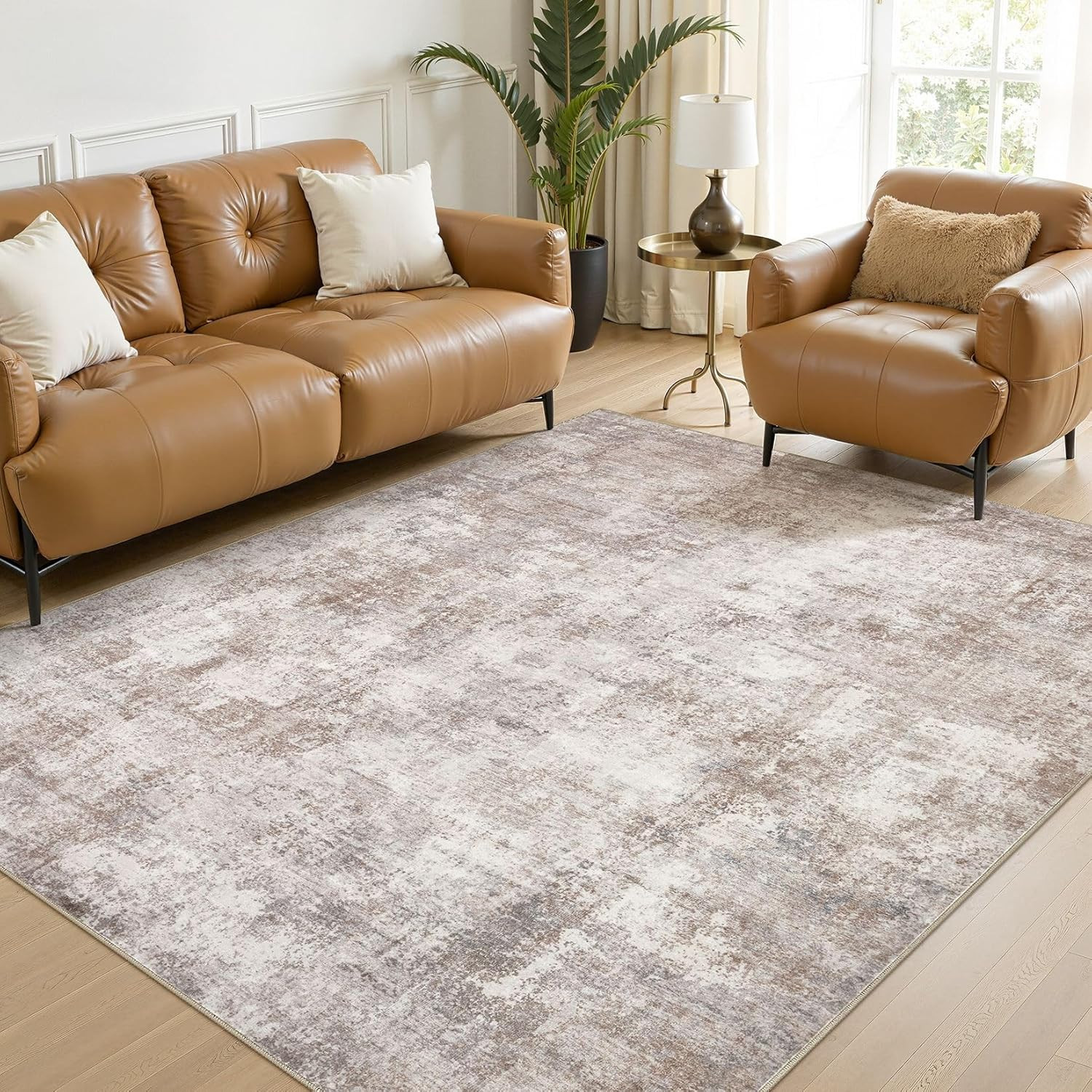 5X7 Washable Area Rugs for Living Room, Non Slip Soft Large Rugs for Bedroom Din