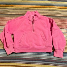 GAP Kids Pink Quarter Zip Sweatshirt Pullover Cropped Thumbhole Size S 6 7