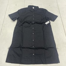 Old Navy Dress Womens Small Black Shirt Dress Button Front Collared Short Sleeve