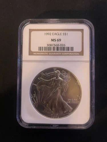 1 oz .999 Silver - 1992 American Silver Eagle $1 NGC MS69 ASE BU