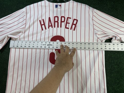 Bryce Harper Philadelphia Phillies Pin-strip Men's Jersey Majestic L NWOT - Afbeelding 7 van 8