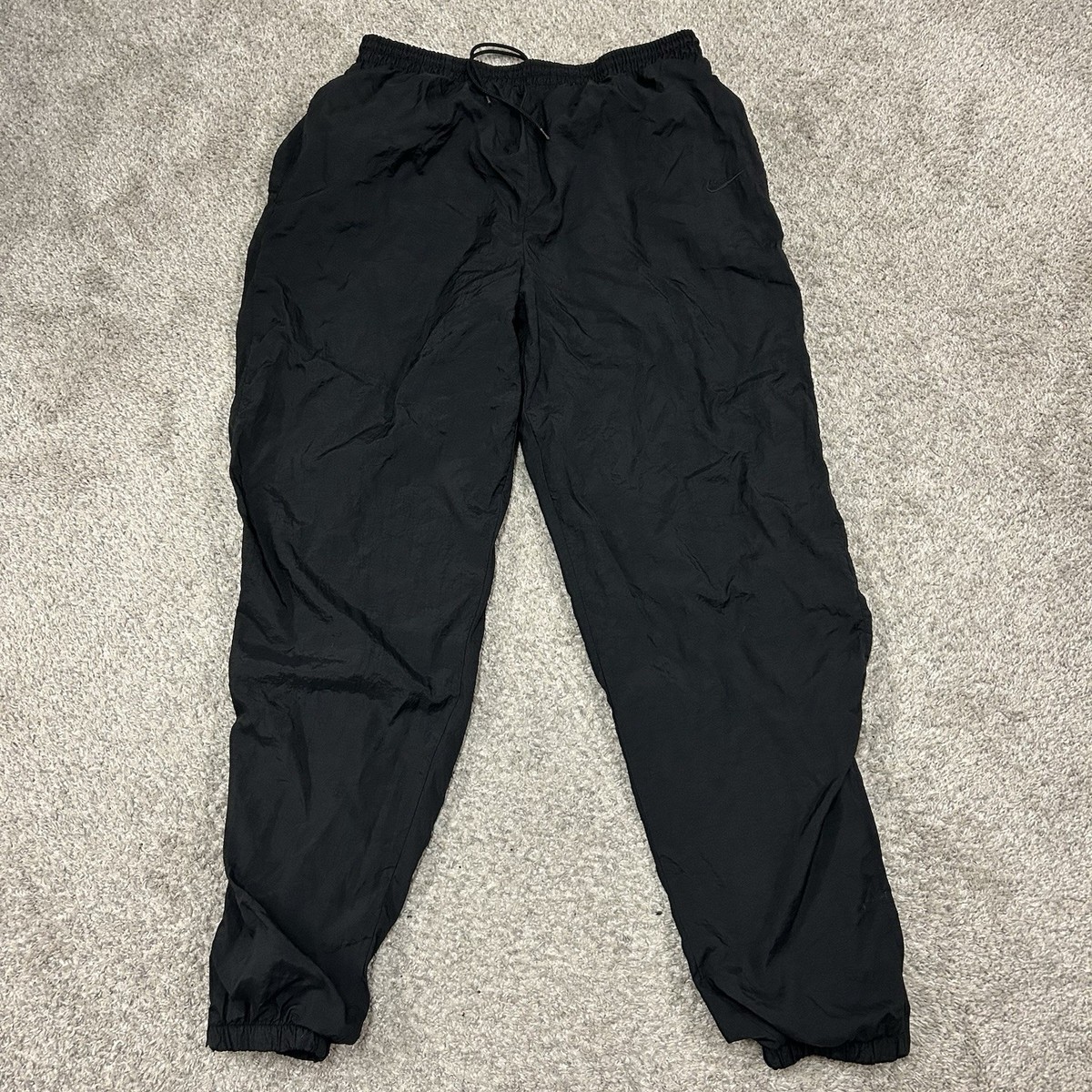 Vintage Nike Track Pants Mens XL Nylon Black Baggy Drawstring