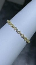 18k Oro Sopra Argento Sterling 925 Finto Diamanti Cuore Halo Braccialetto Tennis