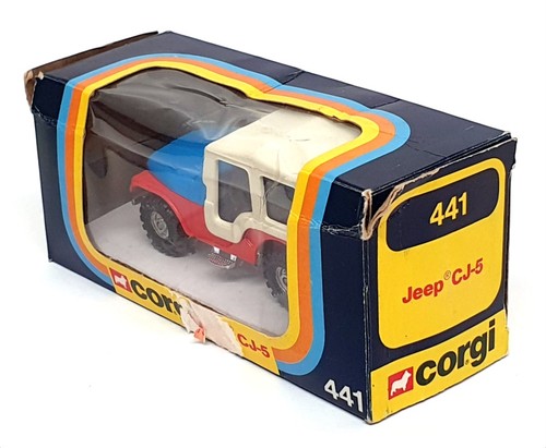 Corgi 9cm Long Diecast 441 - Jeep CJ-5 - Blue/White/Red - Picture 5 of 5