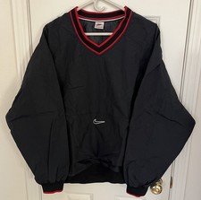 VINTAGE 90  s BRED Nike Pullover Windbreaker Center Swoosh Mens Size LARGE