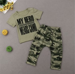 Ropa De Verano Para Bebe Top Militar Con Estampado De Letras , Pantalón  Camuflaj | eBay