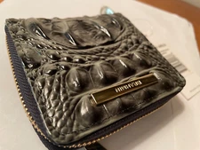 MINI SURI Brahmin SERPENTINE Olive Green Grey CREDIT CARD Wallet ZIP AROUND Nwt