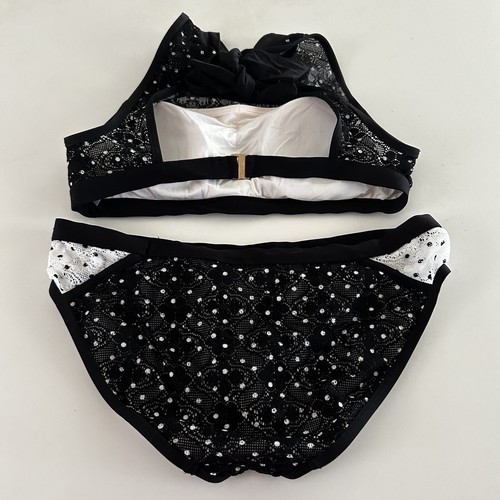 Anne Cole Rare Sz M Stretch Halter Bikini Set Swim Top Bottom Floral Padded Bra - Picture 4 of 15