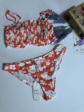 CUPSHE Women's High Waist Bikini Swimsuit Ruffle Two Piece Bathing Suit, Sz S